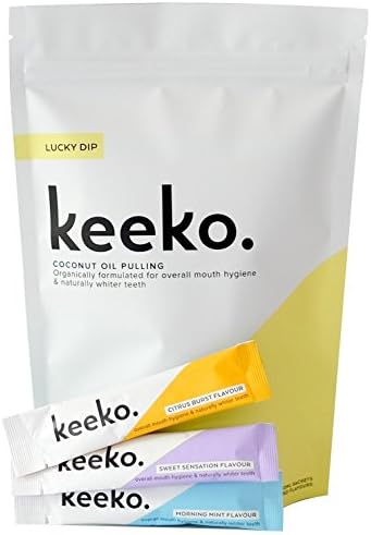 Keeko - 100% Natural / Organic Oil Pulling Sachets (Lucky Dip, All 3 Flavors) (14 Packets (2 Week Course))
