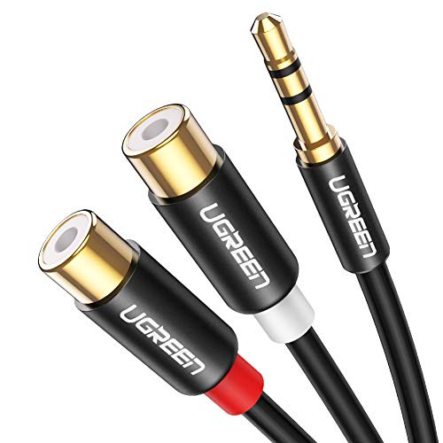 UGREEN 3.5MM Male to 2 RCA Female Jack Stereo Audio Cable Y Adapter Gold Plated Compatible for iPhone, iPod, iPad, MP3, Tablets, HiFi Stereo System, Computer Sound Speaker