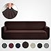 RHF Jacquard-Stretch Sofa Cover, Slipcover for Leather Couch-Polyester Spandex Sofa Slipcover&Couch Cover for Dogs, 1-Piece Sofa Protector(Extra-Wide Sofa: Chocolate)