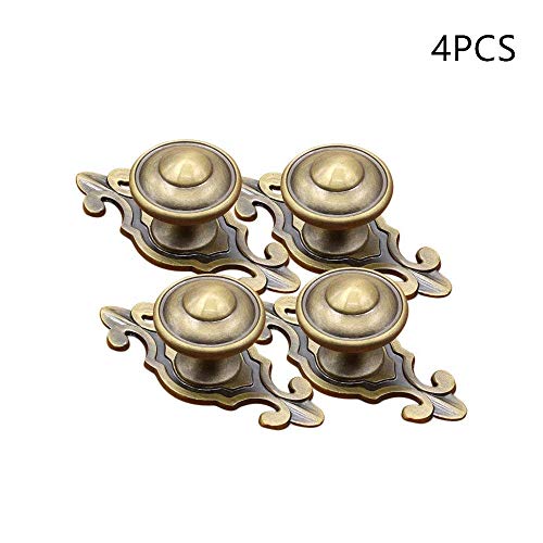 Lvcky 4Pcs European Cabinet Knobs with Backplates Simple Furniture Drawer Knob Pulls Office Bronze