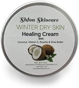 Natural Organic Winter Dry Skin Healing Cream w/ Coconut, Rosehip, Vitamin E & Shea Butter - 2 OZ, Made in USA