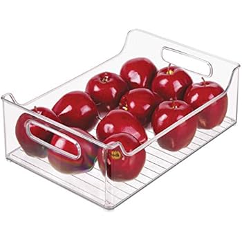iDesign Plastic Fridge and Freezer Storage Organizer Bin With Handles, Clear Container for Food, Drinks, Produce Organization, BPA-Free , 10