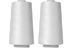 Twin Pack Threadart Heavy Duty Cotton Thread - Quilting & Sewing 2500 Meter Cones - 40/3 - Color White 2 Cones