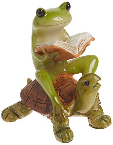 Top Collection Miniature Fairy Garden & Terrarium Frog Reading Book on Turtle S…