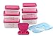 Insulated Meal Prep Bag, Lunch Box with Leakproof Portion Control Container Set, Reusable Ice Pack, Shaker Bottle and Vitamin Pocket for Healthy Meals All Day (Pink)