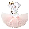 NNJXD baby meisje 1e verjaardag kleding sets 3 stuks eenhoorn hoofdband en rok romper C3 12 maanden