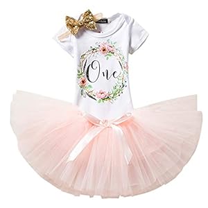 NNJXD baby meisje 1e verjaardag kleding sets 3 stuks eenhoorn hoofdband en rok romper C3 12 maanden