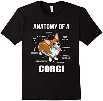 Mens Anatomy of a Corgi T-Shirt Funny Dog Shirt 3XL Black