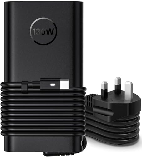 130W Dell USB C Laptop Charger, CE Listed 130W USB C Charger for Dell XPS 15 16 17, Precision, Latitude, Inspiron, Vostro, P/N: T4V18 0K00F5 K00F5 M0H25 M0H25 7MP1P 450-AHOM DA130PM170 HA130PM170