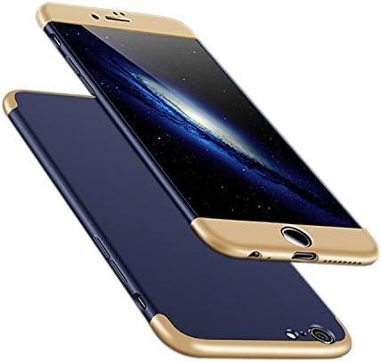 iPhone 6 Plus Case, iPhone 6s Plus Case, Ultra-Thin PC Hard Shockproof 3 in 1 Velvet Touch Fingerprint-Proof Anti-Slip Anti-Marks Cover for iPhone 6/6s Plus 5.5inch Gold+Blue