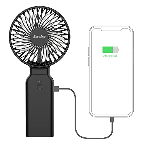 EasyAcc Handventilator, 9000mAh Mini Tragbarer Ventilator mit Powerbank-Funktion, Wiederaufladbar USB Ventilator, Faltbar Kompatibel Lüfter für Konzer
