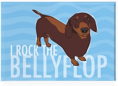 Pop Doggie I Rock The Bellyflop Chocolate Brown Dachshund Fridge Magnet