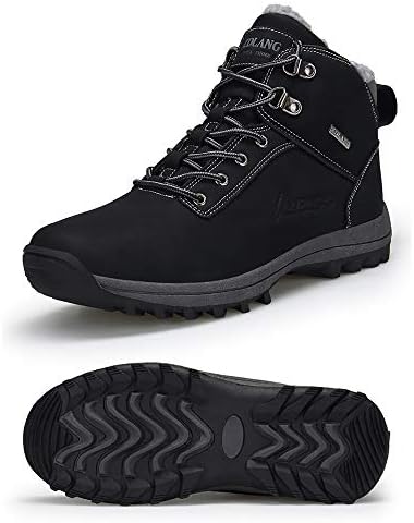 Wonvatu Men’s Winter Snow Boots Waterproof Fur Lined Hiking Boots Non-Slip Outdoor Winter Shoes