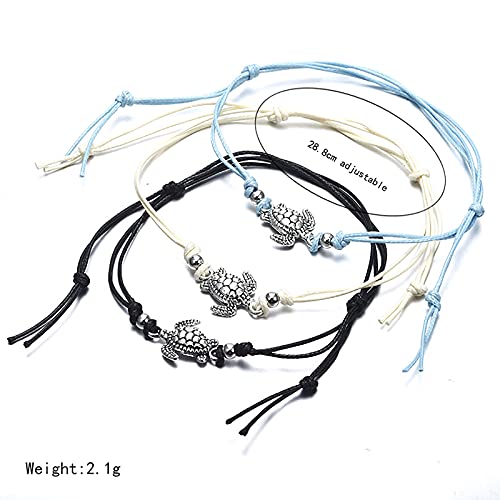 Women Turtle Anklet Adjustable Beach Layered Ankle Bracelets Boho Rope Anklet Bracelet Foot Jewelry For (C, One Size)