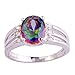 Psiroy 925 Sterling Silver Plated Oval Shaped Simulated Rainbow Topaz Ring Size 6