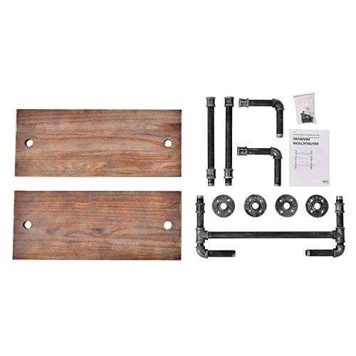 DR.IRON Industrial Bathroom Shelf Rustic Pipe Wall Shelves with Towel