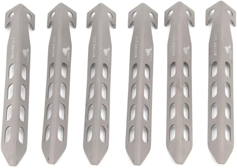 TOAKS Titanium Tent Pegs Camping V-shaped Tent Stakes Ultralight Ground Tent Nails Outdoor Heavy Duty Tent Accessories 6 pieces PEG-10