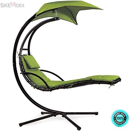SKEMi-Relax and Enjoy The Summer Sun in Complete Comfort with This Amazing Dream Chair, Hanging Helicopter Dream Lounger Chair Stand Swing Hammock Chair Canopy Green Sit Back