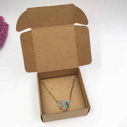 Lavenz 50set Kraft Paper Jewelry Boxes Blank Necklace/Earring Kinds Accessory Carrying Box Paper Storage Gift Boxes