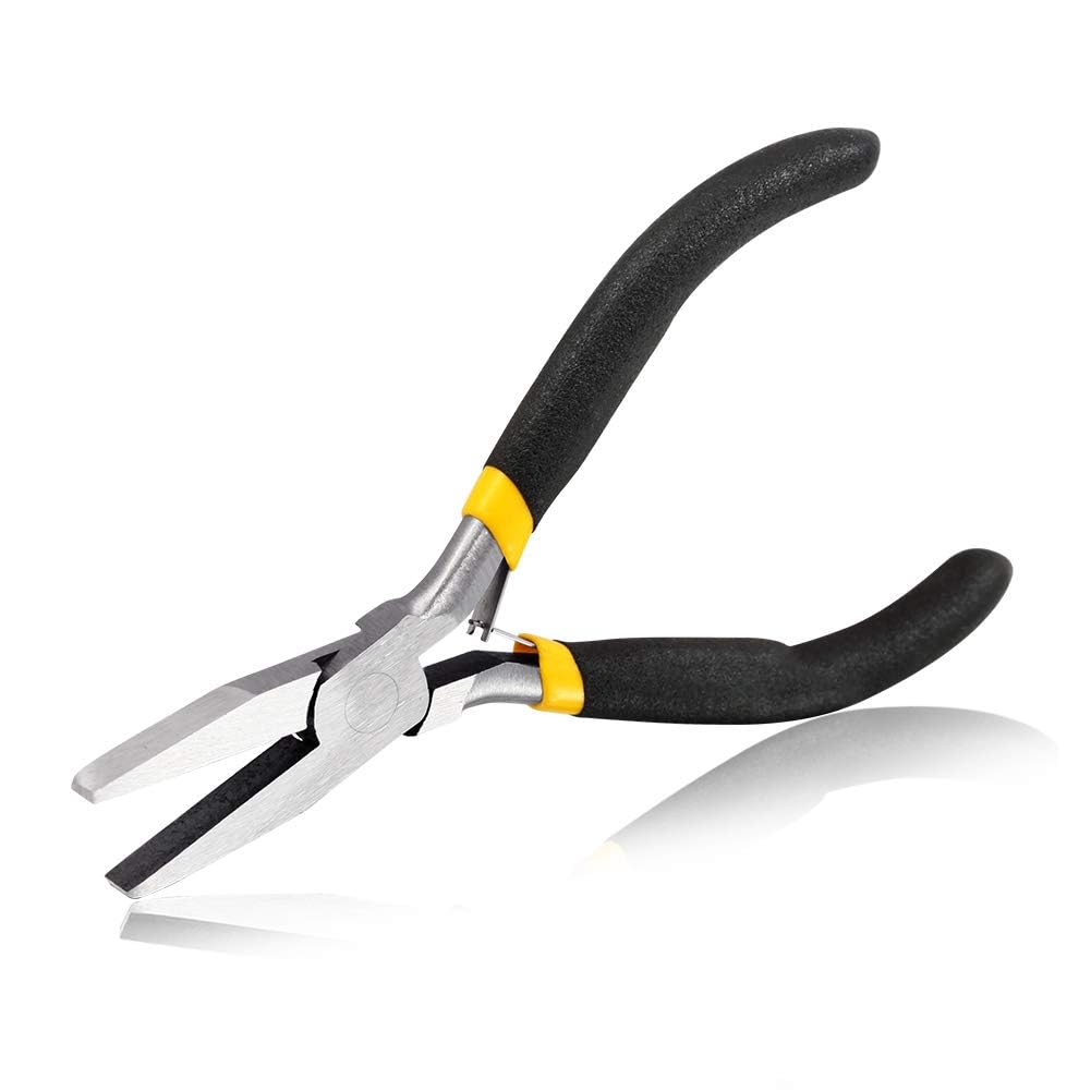 SPEEDWOX Duck Bill Fine Pliers Flat Nose Pliers for Jewelry Making Long Reach 5 Inches Mini Precision Smooth Flat Jaws Non-Slip Damping Handles Small Pliers Jewelry Crafts Tools