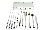 Superiore Livello BBQ Tool Set With Stainless Steel Grilling Accessories Complete Tool Kit, Tongs, Basting Brush, Spatula, Fork, Corn Holders, Skewers All In One Case