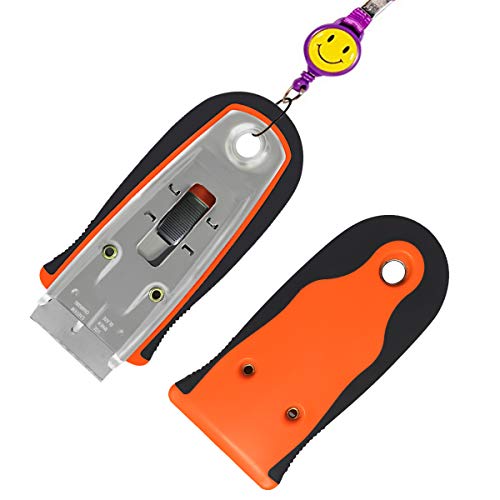 2 Pack Razor Scrapers Retractable Glass Sticker Scraper with 20 Carbon Steel Blades & 20 Plastic Blades Utility Mini Removal Tool for Cleaning Glass,Decals,Labels,Paint and More - Thumbnail 5