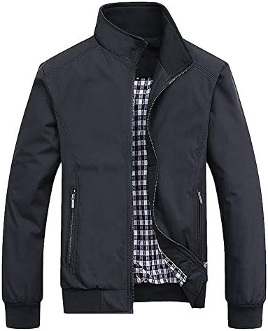 MyMei Men's Casual Jacket Stand Collar Zipper Design Regular Coat Outerwear