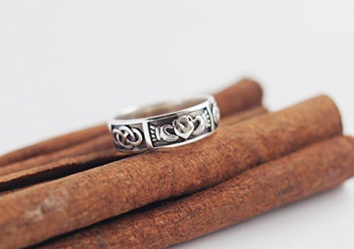 Irish Claddagh Sterling Silver Mens Celtic Ring Band Handmade Friendship Ring St. Patrick's Day Gift