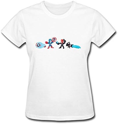 Jocersen Women's Marvel Super Hero Mashers Toys Skull Fashion Short Sleeve T-Shirt L