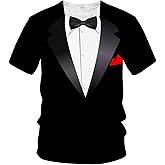 LAOLIUSN Tuxedo T Shirts for Men Tux Costume Suit and Tie Tee Shirt Gifts T-Shirt