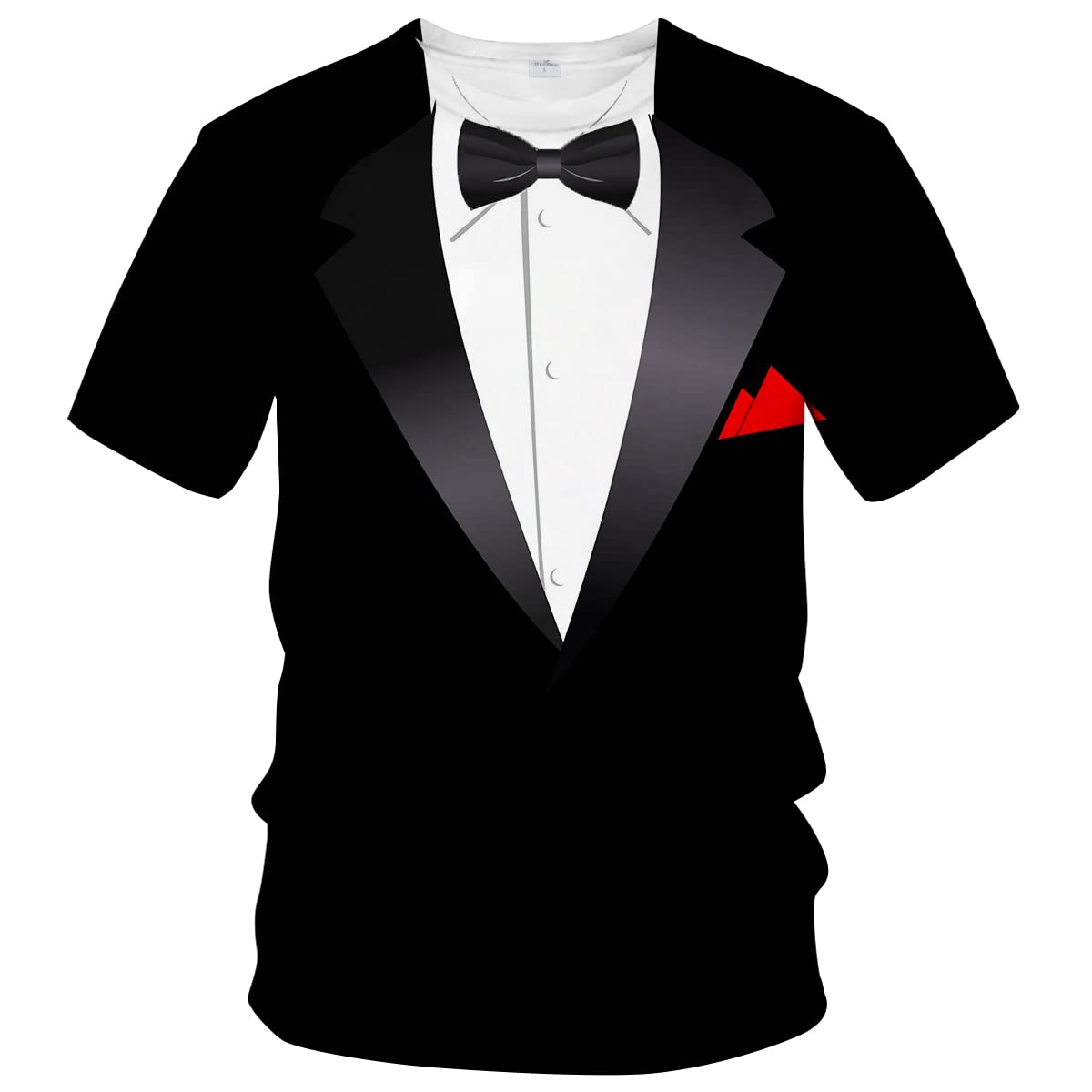 Photo 1 of LAOLIUSN Tuxedo T Shirts for Men Tux Costume Suit and Tie Tee Shirt Gifts T-Shirt,White,XL