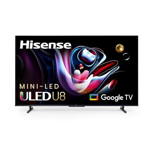 Hisense 55-Inch Class U8 Series Mini-LED ULED 4K UHD Google Smart TV (55U8K) - QLED, 480 Motion Rate, 144Hz Game Mode Pro, Dolby Vision IQ, HDMI 2.1, Alexa Compatibility, 2.1.2 Multi-Channel Audio