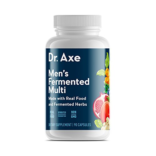 Dr. Axe Men's Multivitamin Supplement, 90 Capsules - Made with Real Food and Fermented Herbs