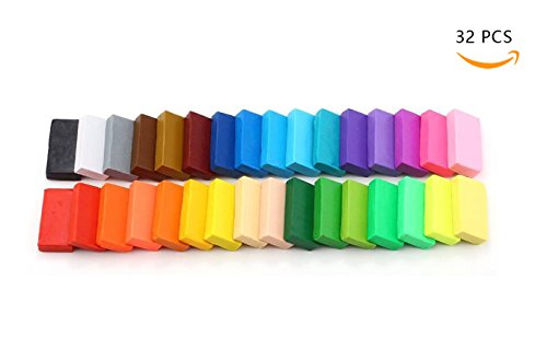 Bestsupplier 32 PCS DIY Colored Clay, Colorful Fimo Effect Polymer Clay Soft Moulding Craft Oven Bake Clay Sampler Creative Fun