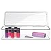 mDesign Long Plastic Cosmetic Storage Organizer Box Containers with Hinged Lid for Bedroom, Bathroom, and Vanity Shelf or Cabinet, Holds Masks, Palettes, Lotion, Astringents, or Nail Polish - Clear