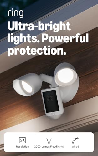 Ring Floodlight Cam 2K (newest model), Wired, Home or business security, Wide-Angle