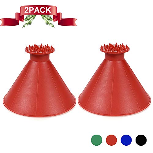 LonTime Scrape A Round Ice Scraper Cone Magic Cone-Shaped Windshield Ice Scraper Car Snow Removal Shovel Tool (Red)