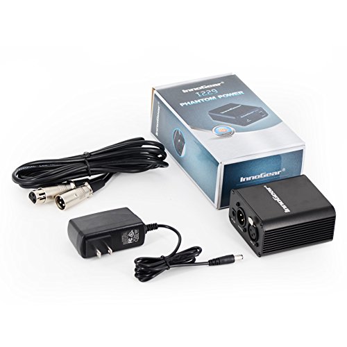 InnoGear-1-Channel-48V-Phantom-Power-Supply-with-10-Feet-XLR-Cable-and-Adapter-for-Any-Condenser-Microphone-Music-Recording-Equipment