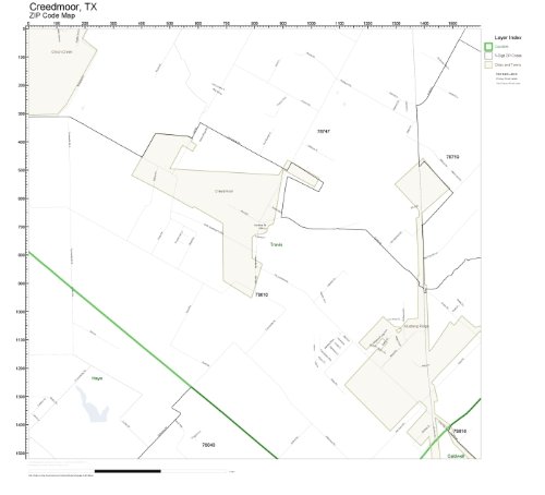 ZIP Code Wall Map of Creedmoor, TX ZIP Code Map Laminated