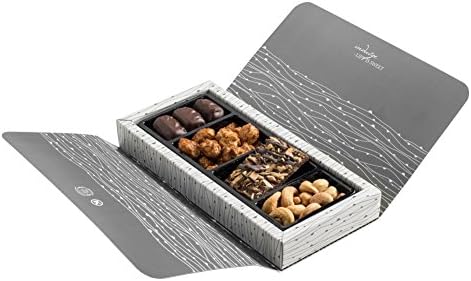 The Nuttery Gourmet Sweet and Salty Variety of Chocolate and Nuts 4 Section Corporate Gift Box(White)