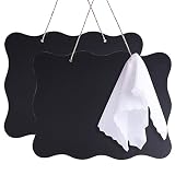 AUSTOR 10x14 Inch Double Sided Erasable Chalkboard Signs Message Board with Hanging String and Cleaning Cloth, 2 Pack