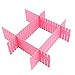 Woreach 8pcs DIY Plastic Grid Drawer Divider, Adjustable Drawer Divider Pink Closet Organizers for Makeup Socks Underwear Scarves