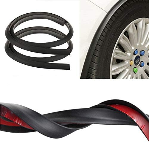 HugeAuto 2Pcs Universal Car Side Fender Wheel Eyebrow Arch Rubber Protector Mudguards,Black,1.5M - Image 3