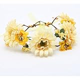 Love Sweety Flower Wreath Headband Floral Crown for Wedding Festivals HH12 (Yellow)