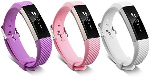 Ldaai 3PCS Newest Colorful Replacement Wristband With Secure Clasps for Fitbit Alta Only(No tracker, Replacement Bands Only) (3PCS:Purple+pink+white)