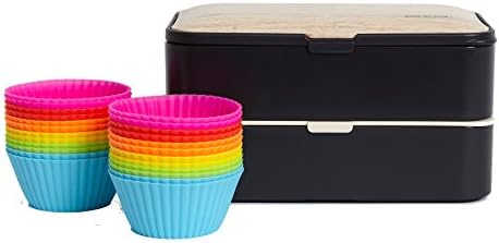 Leakproof Lunch Box w/ Utensils and E-book of delicious low fat bento recipes (Single w/ 24 cup dividers) by Bentosan