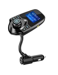 [versión más reciente LED transmisor FM], Nulaxy transmisor de radio FM inalámbrico por Bluetooth para el coche, Negro