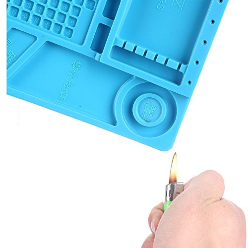 Soldering Mat, YUMQUA Magnetic Project Mat (11 x 17 inch) Heat Resistant Silicone Pad Insulation Solder Mat Welding Repair Tools Kit for Soldering Iron Station, Watch,Phone and Computer Repair