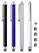 CCIVV Stylus, 4 Pcs 5.0 Inches Hybrid Mesh Fiber Tip Stylus Pens for Touch Screen, Compatible with iPad, iPhone, Kindle Fire + 4 Extra Replaceable Hybrid Fiber Tips (White, Black, Silver, Blue) primary