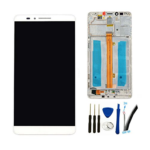 LCD + TP Replacement For Huawei Mate 7 MT7 mate7 Display Touch Screen digitizer glass Assembly (white w/ frame)